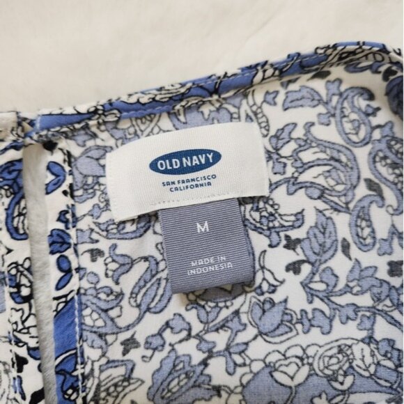 Old Navy Womens  Long Sleeve Woven Swing Dress Blue Paisley Cottage Flir… - Picture 3 of 11